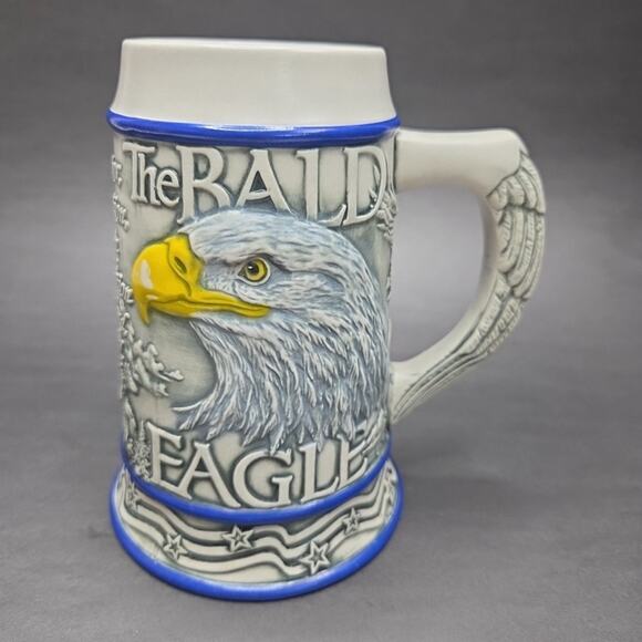 Bald Eagle Beer Stein 20oz Mug Tom O'Brien 2000 Ceramic 3D Ceramarte Brazil - Picture 6 of 9